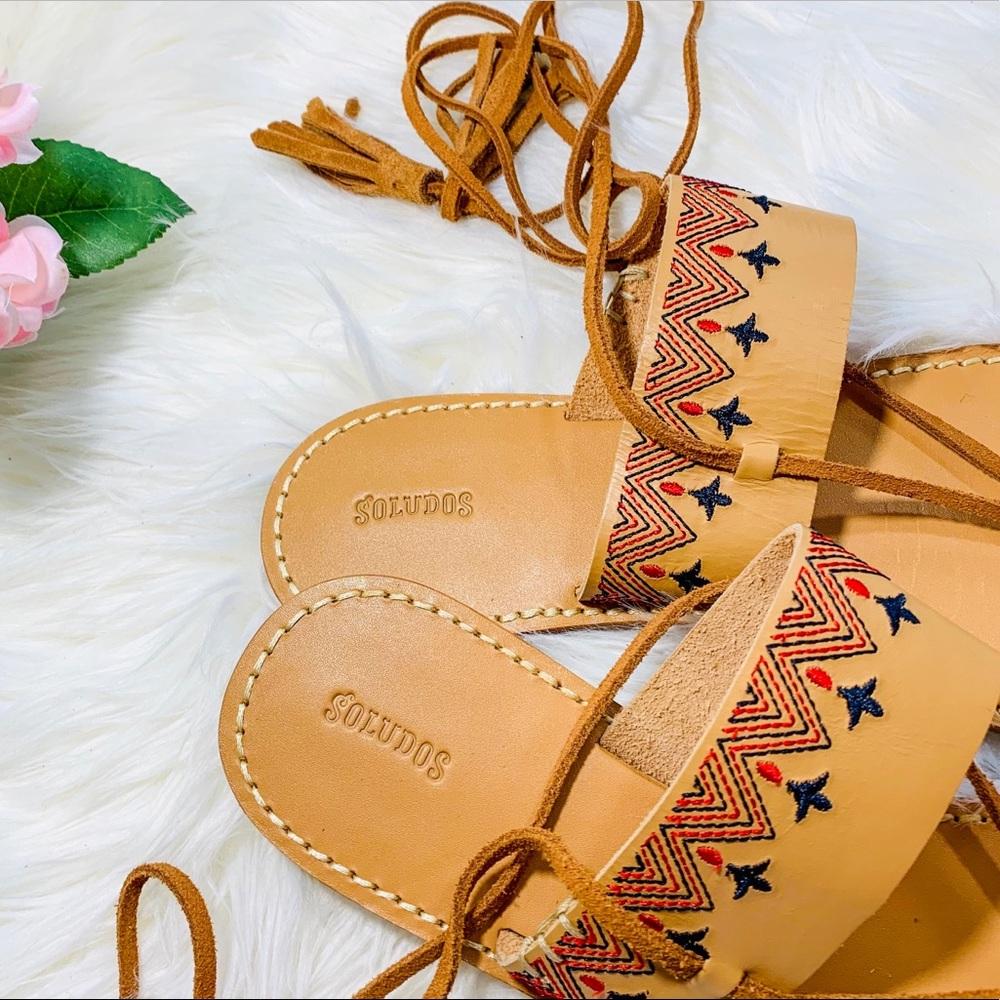 🌸 NWOT Soludos Embroidered Ankle Tie Sandals 🌸 - Picture 3 of 5